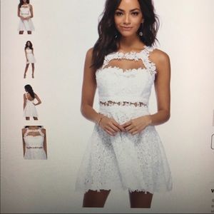 White lace detail floral dress